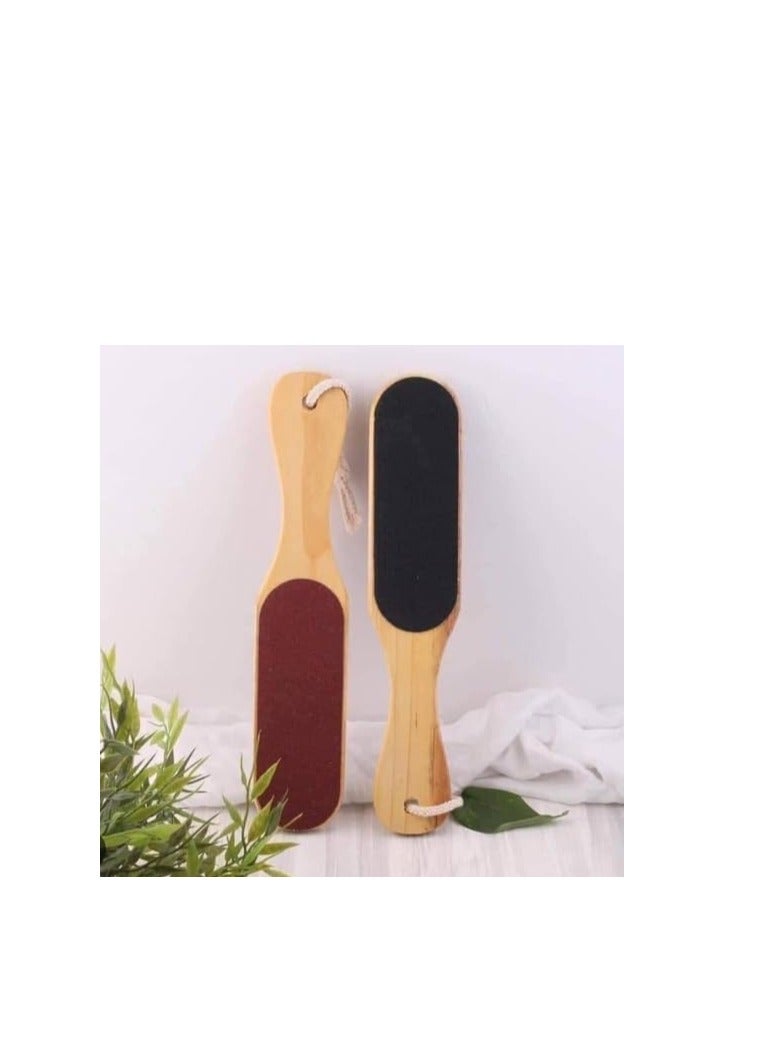 Double Sided Foot File Dead Skin Remover Foot Scraper Pedicure Tool Wooden Handle - Image 3