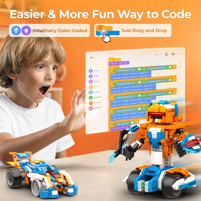 Apitor Robot X Robot Building Kit 12in1 Programmable APP Remote Control RC Car STEM Robotics Coding Set Educational Birthday Gifts for Boys Girls Kids Ages 812 600 Pieces - Image 3