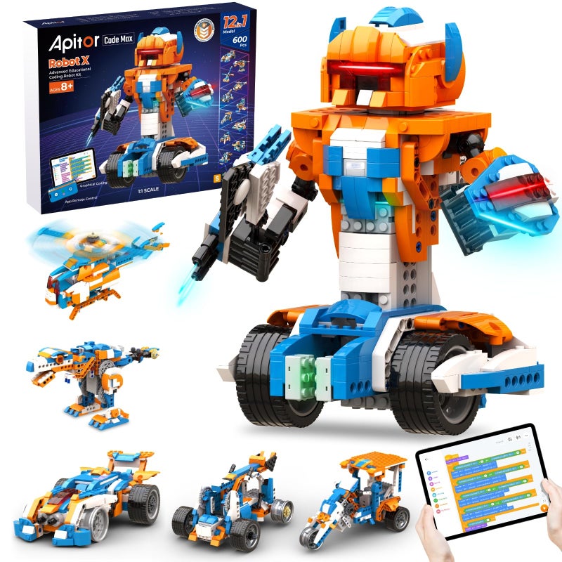 Apitor Robot X Robot Building Kit 12in1 Programmable APP Remote Control RC Car STEM Robotics Coding Set Educational Birthday Gifts for Boys Girls Kids Ages 812 600 Pieces - Image 2