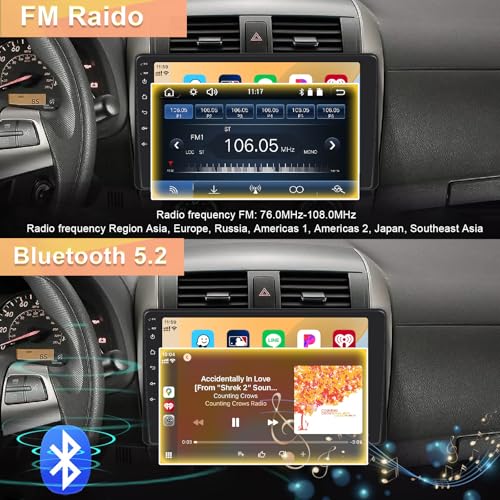 Oeretzrac راديو سيارة 9 بوصة مع Apple Carplay اللاسلكي، راديو FM للسيارة بلوتوث 5.2، شاشة لمس IPS كبيرة بدقة 1024*600، Android Auto، كاميرا خلفية، جهاز استقبال صوتي رقمي، نظام ملاحة GPS، 180 واط - Image 4