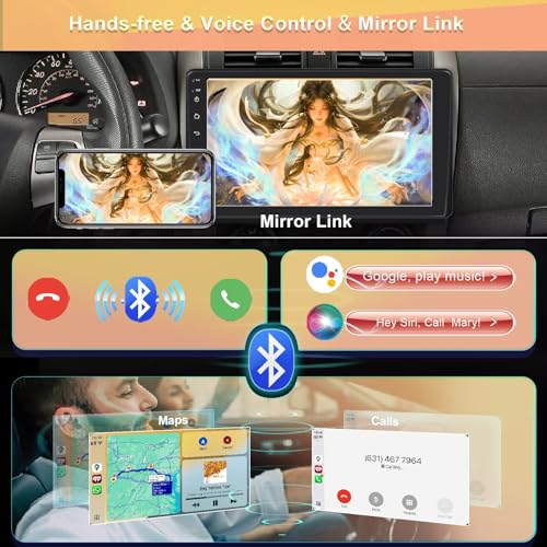 Oeretzrac راديو سيارة 9 بوصة مع Apple Carplay اللاسلكي، راديو FM للسيارة بلوتوث 5.2، شاشة لمس IPS كبيرة بدقة 1024*600، Android Auto، كاميرا خلفية، جهاز استقبال صوتي رقمي، نظام ملاحة GPS، 180 واط - Image 5