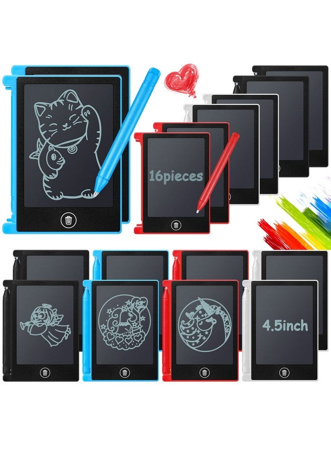 نيزيو، 16 قطعة، 4.5 بوصة، لوح كتابة LCD صغير، لوح رسم إلكتروني ملون، لوحة كتابة قابلة للمسح، هدية تعليمية قابلة لإعادة الاستخدام للبنات والأولاد (ألوان متنوعة) - Image 1
