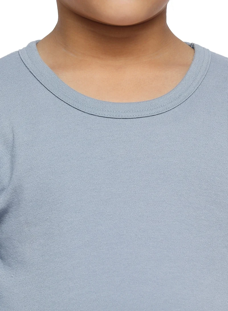 BYC BYC Boy's Full-Body 100% Combed Cotton Skin Friendly Soft Winter Thermal Underwear Set (Top and Bottom) Light Grey