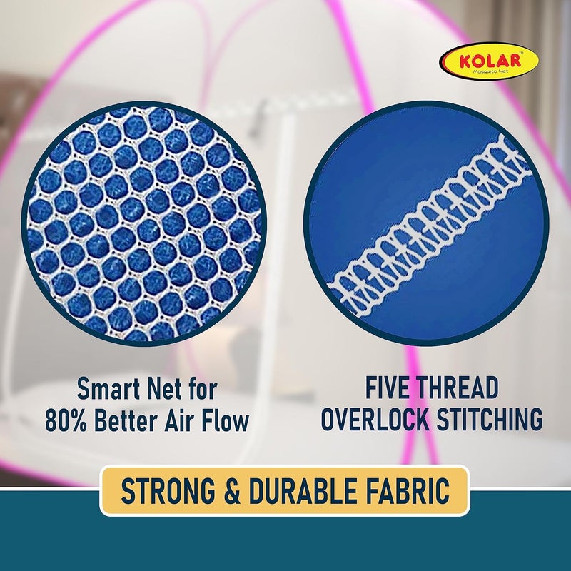 KOLAR Supreme On Mosquito Net for Single BedPolyester 30 GSMFoldable Machardani Strong and DurableTent Type Corrosion Resistant White Purple - Image 5