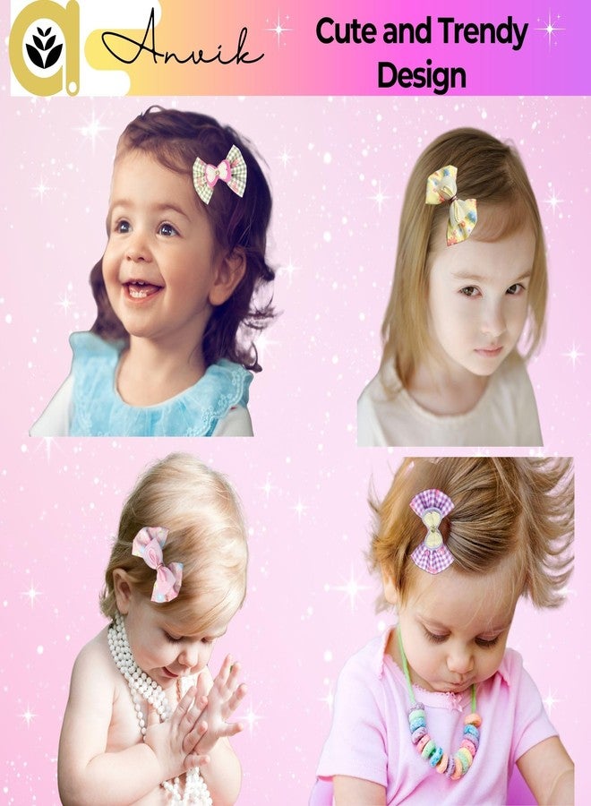 ANVIK Pack of 6 Hair Bow Alligator Clips Floral Check Hair Clips for Baby Girls, Teens, Toddlers - Image 5