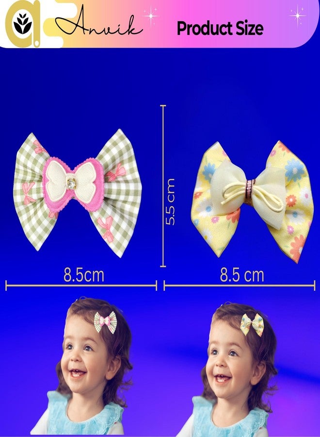 ANVIK Pack of 6 Hair Bow Alligator Clips Floral Check Hair Clips for Baby Girls, Teens, Toddlers - Image 4