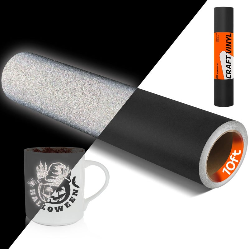 WRAPXPERT Black Reflective Vinyl, 12" x10ft Reflective Vinyl Permanent Adhesive Roll for Mailbox Numbers, Cars, Trucks, Motorcycles, Bikes, Helmets,Black - Image 1