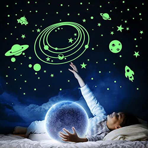 DreamKraft Glow in The Dark Space Elements Stickers - 146 Radium Vinyl Decorative Cute Glowing Stickers-Self-Adhesive - Image 2