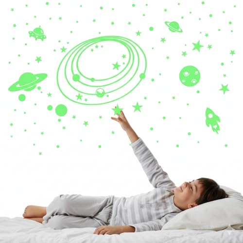 DreamKraft Glow in The Dark Space Elements Stickers - 146 Radium Vinyl Decorative Cute Glowing Stickers-Self-Adhesive - Image 1