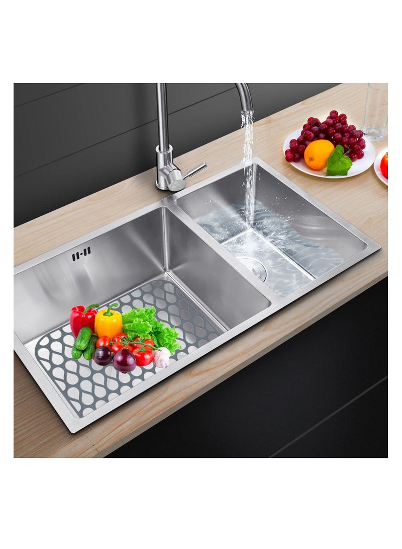 NIBEMINENT Silicone Sink Protectors for Kitchen, 13.6 ''x 11.6'' Folding Non-slip Mat Grid Bottom of Farmhouse Stainless Steel Porcelain (1 Grey)  - Image 5