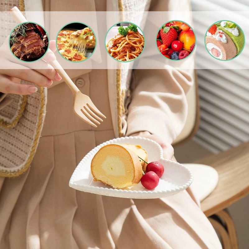 BABALIU 75 Inch Porcelain Appetizer Plates Set of 8 Heart Shape Small Dinner Plates Dessert Salad Plates Serving Dishes for Cake Snack Ice Cream Waffles Microwave Oven Dishwasher Safe White - Image 5