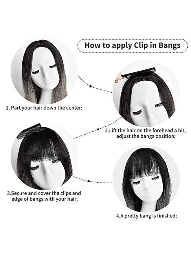 Golden Bird - Clips Hair Fringes Extension For Women Girls Feel Real Hairs (Black) - Image 1