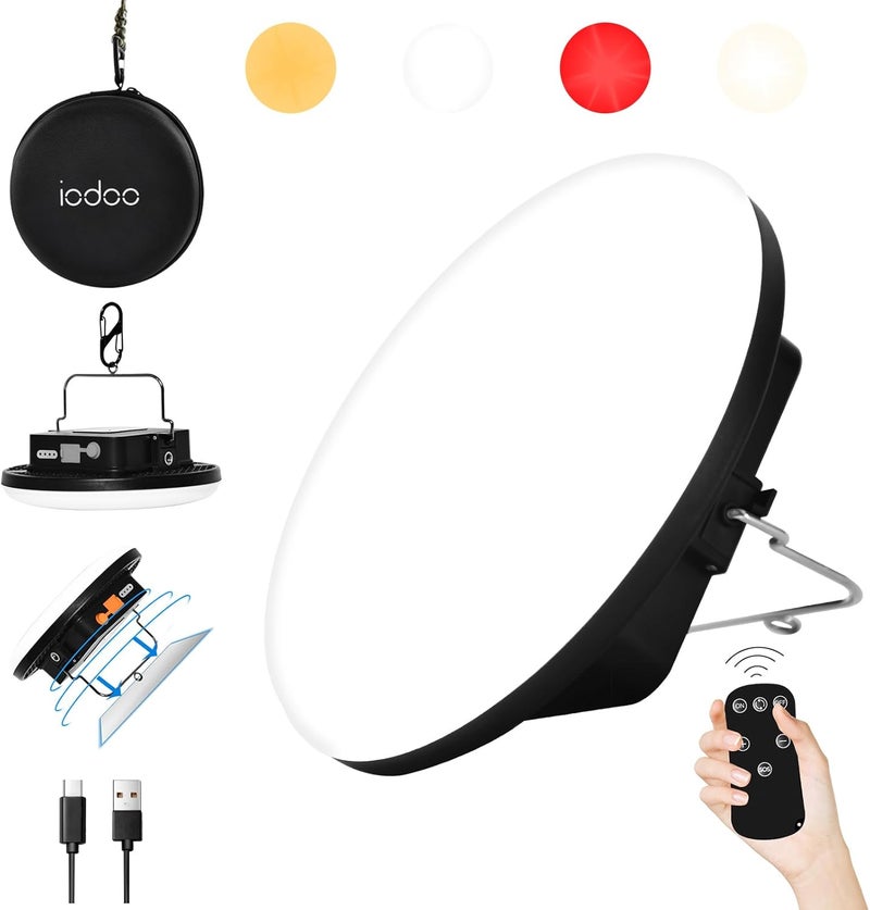 iodoo مصباح تخييم قابل لإعادة الشحن 16500 مللي أمبير 60 واط مع جهاز تحكم عن بعد بقوة 3000 لومن 2700/4000/6500 كلفن، فانوس تخييم LED محمول مقاوم للماء IP65، أدوات بقاء للطوارئ وانقطاع التيار الكهربائي كهدية لعيد الأب - Image 1