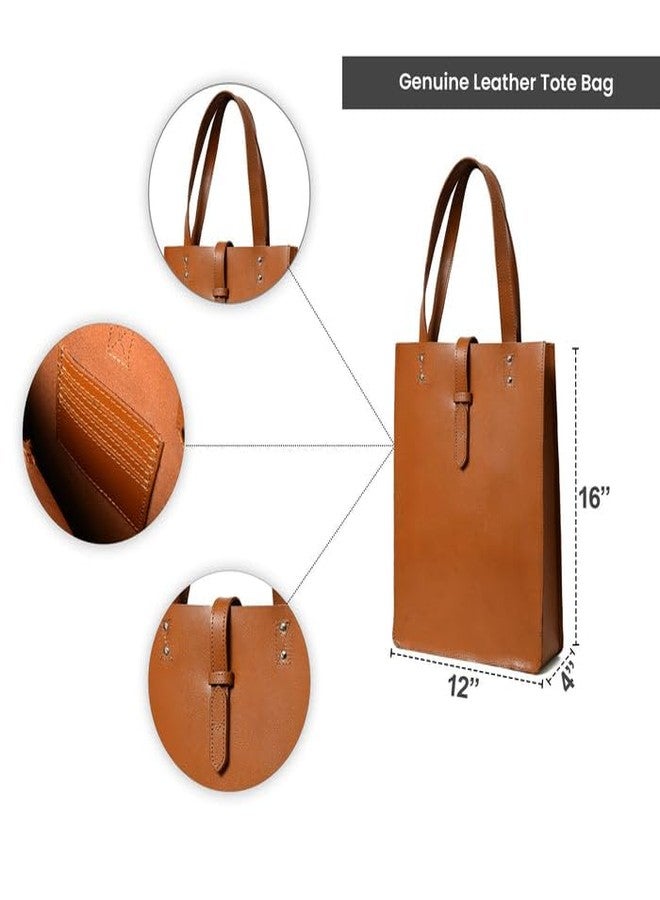 MaheTri Chestnut Charm Brown Leather Tote Bag for Women | Genuine Leather, Spacious Everyday & Office Handbag | Comfortable Handles & Multi-Pocket Organisation | Casual & Formal - Image 2