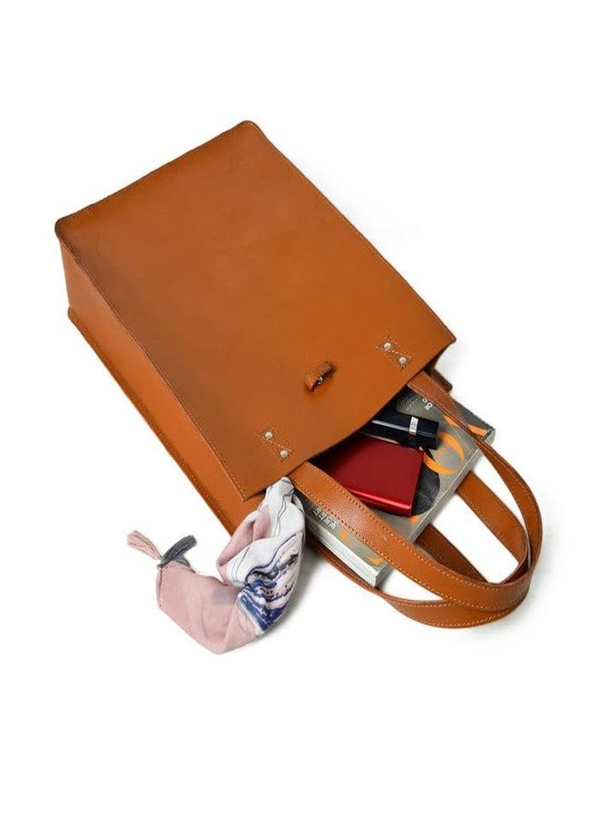 MaheTri Chestnut Charm Brown Leather Tote Bag for Women | Genuine Leather, Spacious Everyday & Office Handbag | Comfortable Handles & Multi-Pocket Organisation | Casual & Formal - Image 5