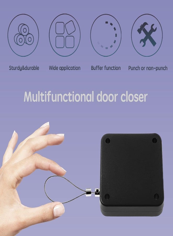 PIBOKU Punch-Free Automatic Sensor Door Closer, Multifunctional Auto Door Closer, Residential & Commercial Use, ABS & Steel, Aluminium Finish, Black (2 Pack) - Image 3