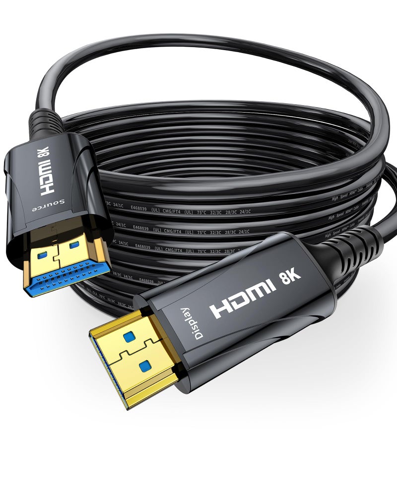 كابل HDMI بصري طويل من كراتري 8K بطول 100 قدم 48Gbps عالي السرعة CL2 في الجدار 8K 60Hz 4K 120Hz متوافق مع HDCP 2.2 HDR10 مع HDTV و Monitor و Projector