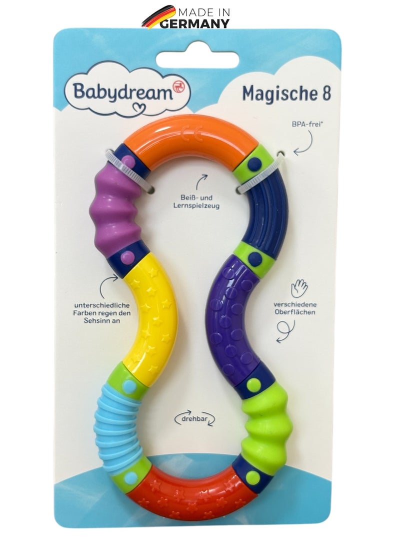 ROSSMANN German Brand, Magic 8 – Educational Activity Toy for Babies, Doubles as Teething Ring, Enhances Color Recognition, Tactile Sensory Development, For 0-4 Years Old.  - Image 1