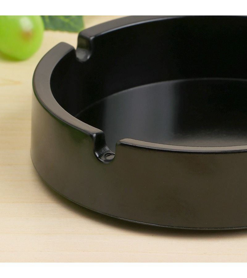 Black Resin Ashtray 2pcs Round Decorative Piece for Living Room Office - Image 5