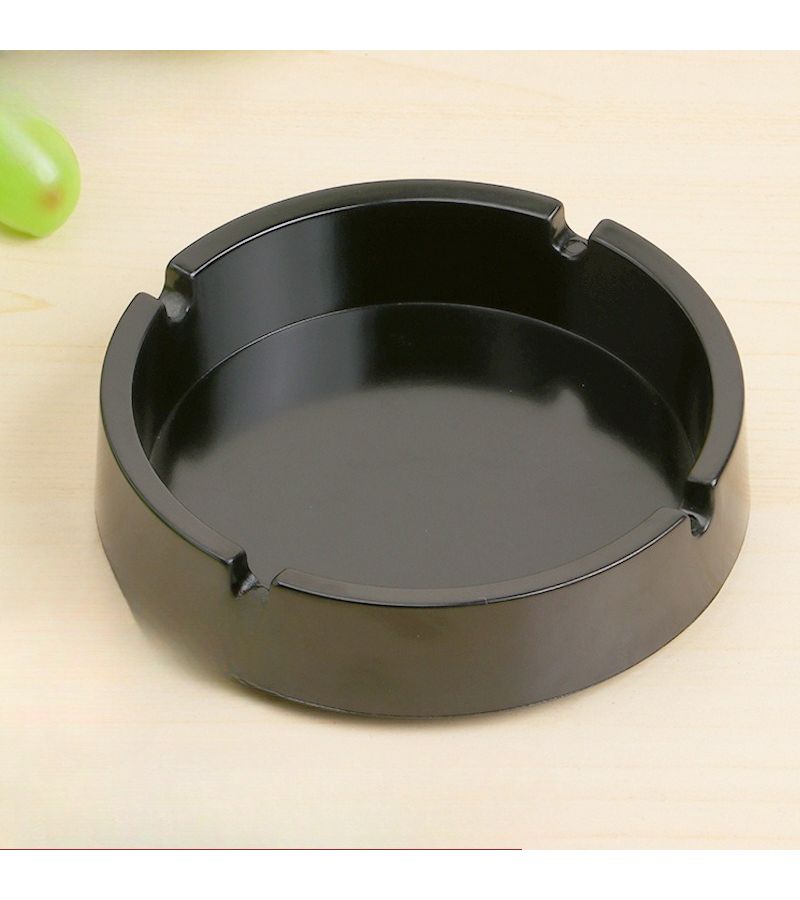 Black Resin Ashtray 2pcs Round Decorative Piece for Living Room Office - Image 3
