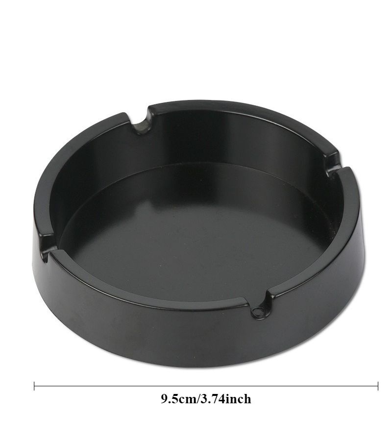 Black Resin Ashtray 2pcs Round Decorative Piece for Living Room Office - Image 2