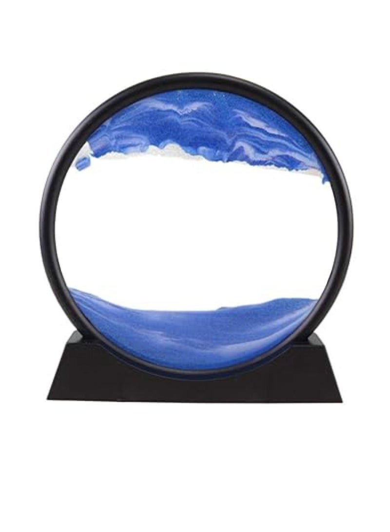 DIGI CORE Sand Lamp Moving Sand Decor with LED Light 3D Sand Round Glass Frame Dynamic Sandscapes in Motion Display Decor Relaxing Home Office Decor Night Light Decoration Creative Gift - Image 1