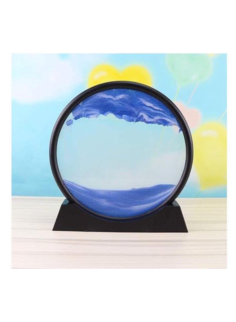 DIGI CORE Sand Lamp Moving Sand Decor with LED Light 3D Sand Round Glass Frame Dynamic Sandscapes in Motion Display Decor Relaxing Home Office Decor Night Light Decoration Creative Gift - Image 3