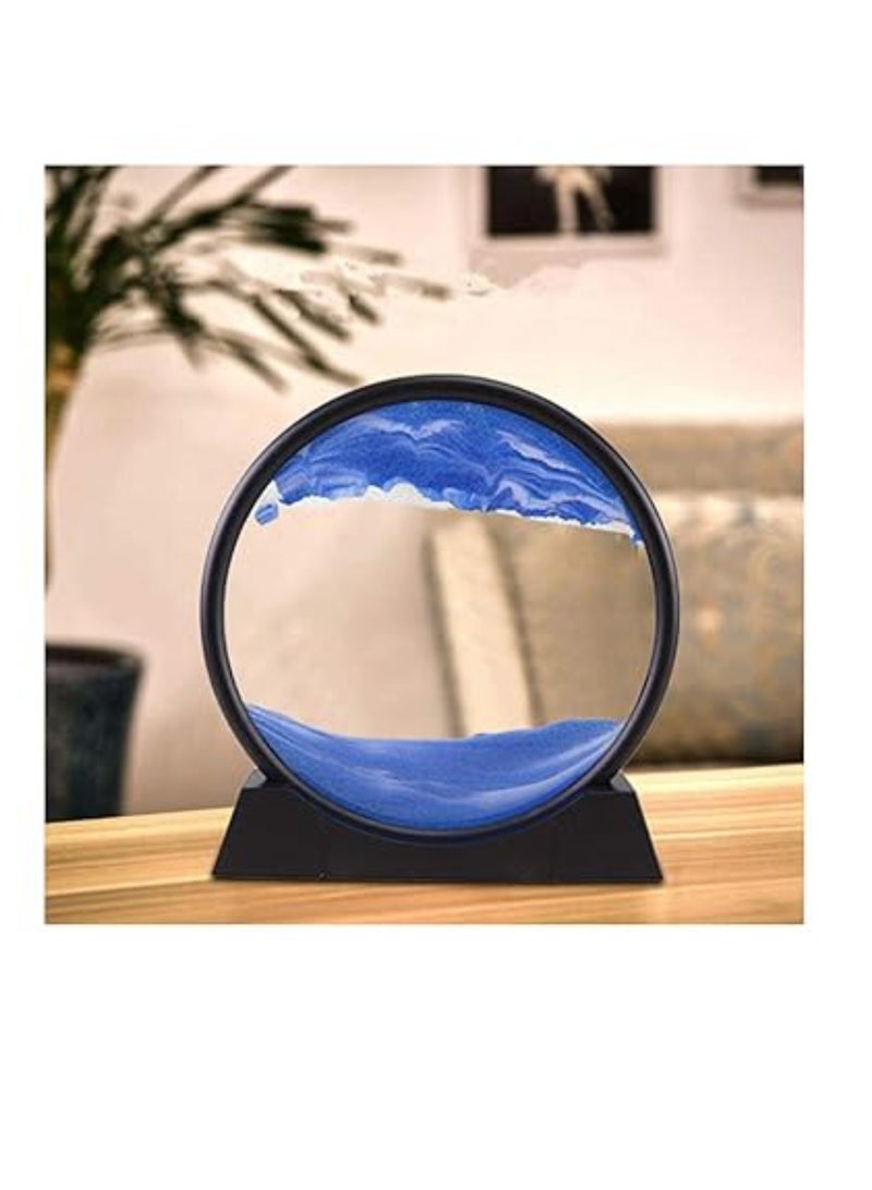 DIGI CORE Sand Lamp Moving Sand Decor with LED Light 3D Sand Round Glass Frame Dynamic Sandscapes in Motion Display Decor Relaxing Home Office Decor Night Light Decoration Creative Gift - Image 4