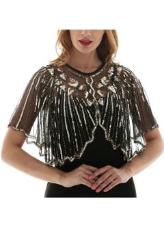 Womens 1920s Shawl Wraps Beaded Sequin Gatsby Cape Evening Bolero Flapper Cover Up Shawl Wraps Sequin Beaded Evening Cape