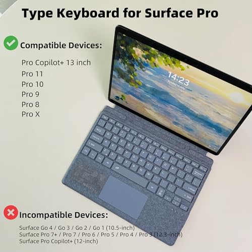 Zoof Keyboard for Microsoft Surface Pro Copilot 11th Edition Pro 11 Pro 109 8 X 13 inch Detachable Type Cover with Touchpad 7Color Backlit Pen Holder Ice Blue - Image 3