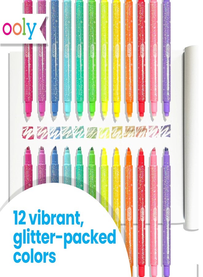 Ooly Make No Mistake Glittery Erasable Markers, 12 Stress and Mess Free Sparkle Markers You Can Erase, Colorful Supplies for Any Arts & Crafts - Image 4