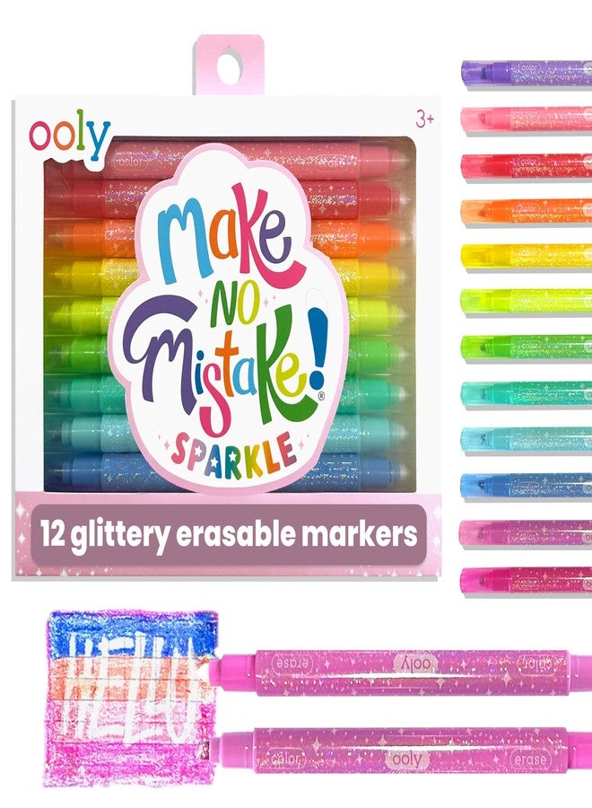 Ooly Make No Mistake Glittery Erasable Markers, 12 Stress and Mess Free Sparkle Markers You Can Erase, Colorful Supplies for Any Arts & Crafts - Image 1