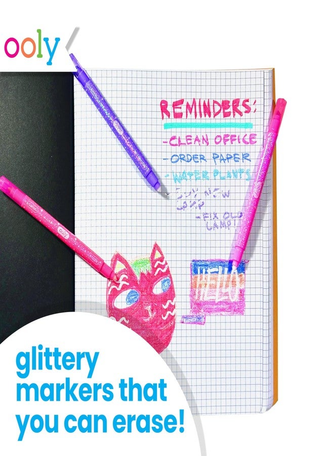 Ooly Make No Mistake Glittery Erasable Markers, 12 Stress and Mess Free Sparkle Markers You Can Erase, Colorful Supplies for Any Arts & Crafts - Image 2