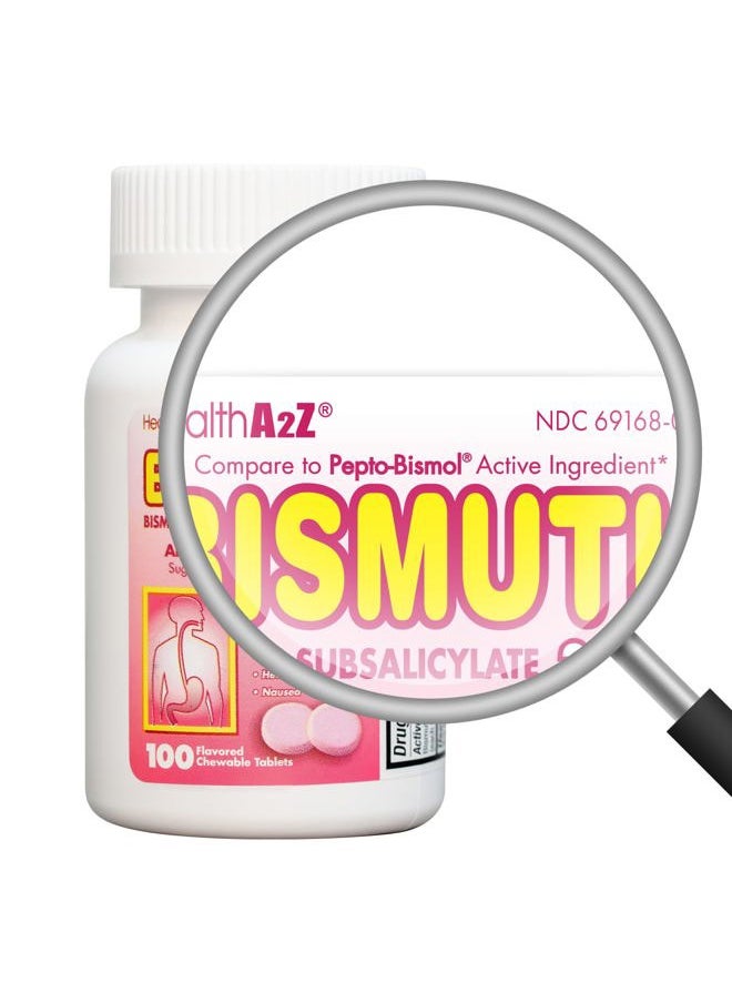 HealthA2Z ® Bismuth | Bismuth Subsalicylate 262mg | Multi-Symptom Relief | (100 Count (Pack of 1))  - Image 2