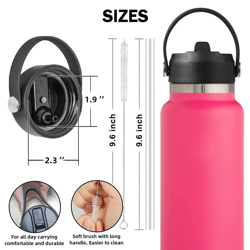 LLCJYYCY Straw Lid for Hydroflask Wide Mouth 2 Pack, Flex Straw Lid for HydroFlask Wide Mouth 20 32 40 oz, Flexible Handle Replacement Lid Straws Cap Top Accessories (Black) - Image 3