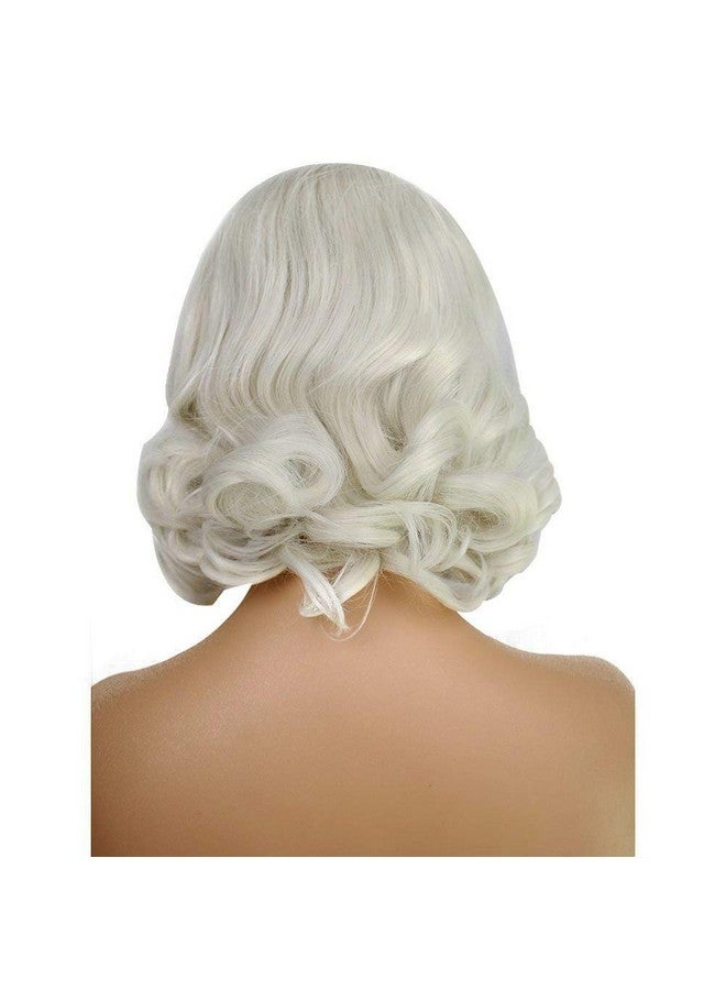 ANOGOL Hair Cap+ Light Platinum Blonde Lace Front Wig Synthetic Hair Short Curly Bob Wigs Glueless Natural Hairline For Women - Image 2