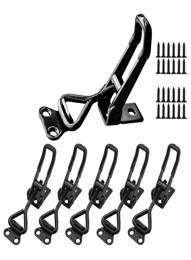 E-TING 6Pack Toggle Clamp Latch 100KG 220LBS Holding Capacity 4001Pull Latch Clamps Black Adjustable Quick Release Hasp Clamps for Smoker Cabinet Boxes Case Trunk Jig, Metal Toggle Latch Catch Set - Image 1