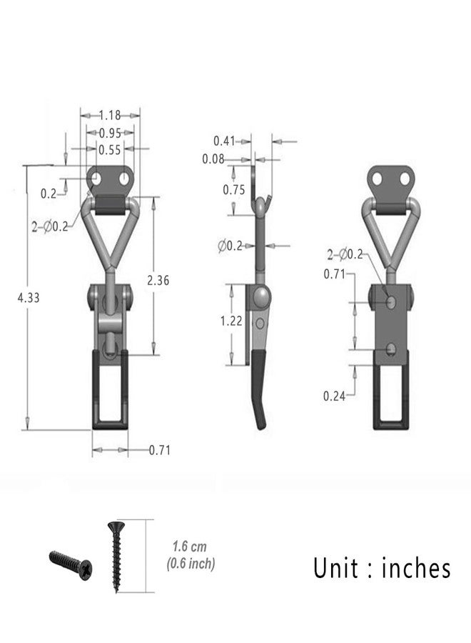E-TING 6Pack Toggle Clamp Latch 100KG 220LBS Holding Capacity 4001Pull Latch Clamps Black Adjustable Quick Release Hasp Clamps for Smoker Cabinet Boxes Case Trunk Jig, Metal Toggle Latch Catch Set - Image 4