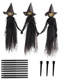 Festival Decorations Large Light Up Holding Hands Screaming Witches,festival decor outdoor,Sound-Activated Sensor Waterproof Life Size Scary Decor for Home Outside Yard Lawn Garden Party,3pcs