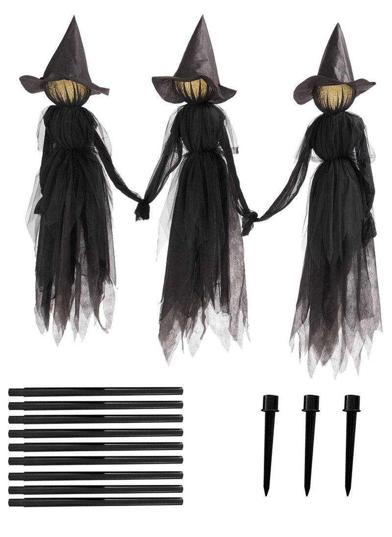 Jorunb - Festival Decorations Large Light Up Holding Hands Screaming Witches,festival decor outdoor,Sound-Activated Sensor Waterproof Life Size Scary Decor for Home Outside Yard Lawn Garden Party,3pcs - Image 1