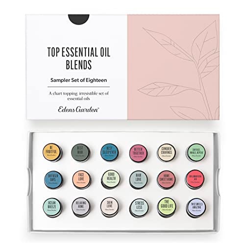 Edens Garden Top Essential Oil Blends Sampler 18 Set – 100% Pure Therapeutic Grade, Natural, Undiluted Aromatherapy Scents for Diffusers & Humidifiers – Wellness Gift for Men & Women, .92 ml/ 18 Pack - Image 1