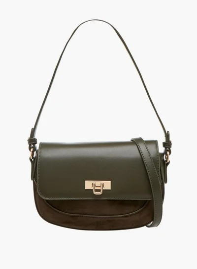 Flora Bella By Shoexpress Solid Crossbody Bag with Twist Lock Closure