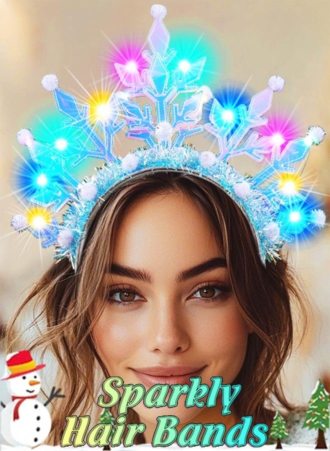 ايفينت طوق رأس مضيء على شكل ندفة ثلجية من إيرنت، طوق رأس لعيد الميلاد، طوق شعر LED، إكسسوارات شعر تنكرية للنساء - Image 5