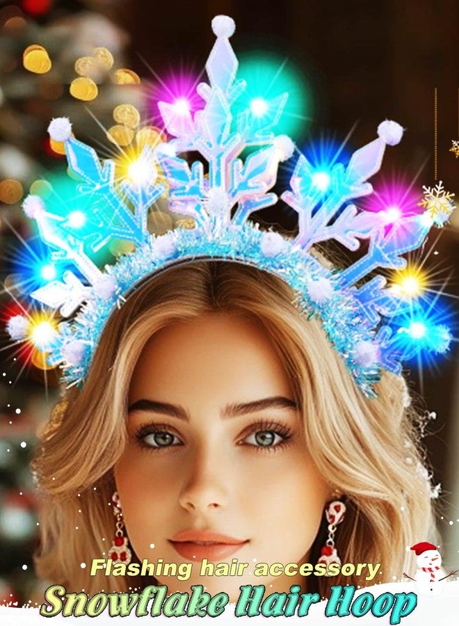 ايفينت طوق رأس مضيء على شكل ندفة ثلجية من إيرنت، طوق رأس لعيد الميلاد، طوق شعر LED، إكسسوارات شعر تنكرية للنساء - Image 3