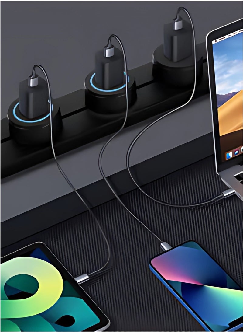 إسبانيا منفذ شحن USB A + C متعدد الوظائف مقبس كهربائي متنقل باللون الأبيض مع حلقة LED زرقاء - Image 5