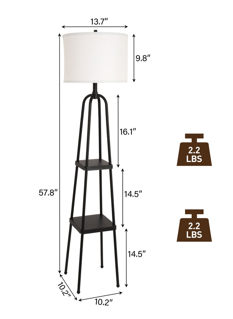 DREAMSIDEA Tripod Floor Lamp with Shelves, Modern Shelf Standing Lamp,Tall Corner Lamp with Beige Linen Texture Shade for Living Room, Bedroom, Office  - Image 5