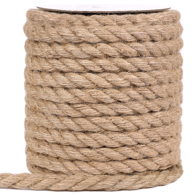 tenn well 12mm Jute Rope 66 Feet Thick Garden Jute Twine String for DIY Cat Scratcher Gardening Bundling and Craft Decoration Brown