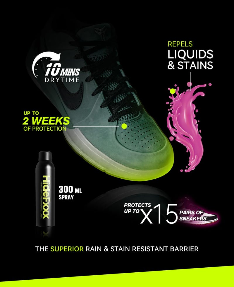 HideFxxx Shoe Protector Spray Waterproof and Stain Spray for Shoes - Suede Protector Spray for Sneaker Boots & Canvas 10.15 Oz (1) - Image 2