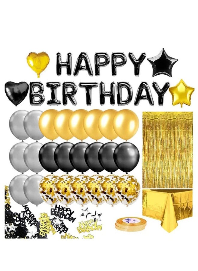 Zeemey Black Gold Birthday Party Decoration Balloon Arch Garland Set with Tassel Curtain,Perfect for Graduation Baby Shower Birthday Bachelorette Party Backdrop Decoration - Image 1