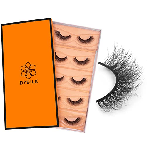 DYSILK Wispy Lashes False Eyelashes - Mink Lashes 5 Pairs 6D Faux Eyelash Extension False Eyelashes Mink Lash Natural Look Fake Eyelash Reusable Strip Lash Kit | Wispy-10-15mm - Image 1